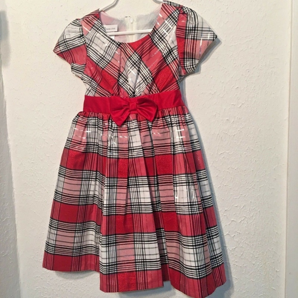 Bonnie Jean Red Plaid Holiday Dress - Size 6